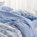 Roses - Drap-Housse Lin / Coton Uni Bleu Clair