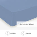 Roses - Drap-Housse Lin / Coton Uni Bleu Clair
