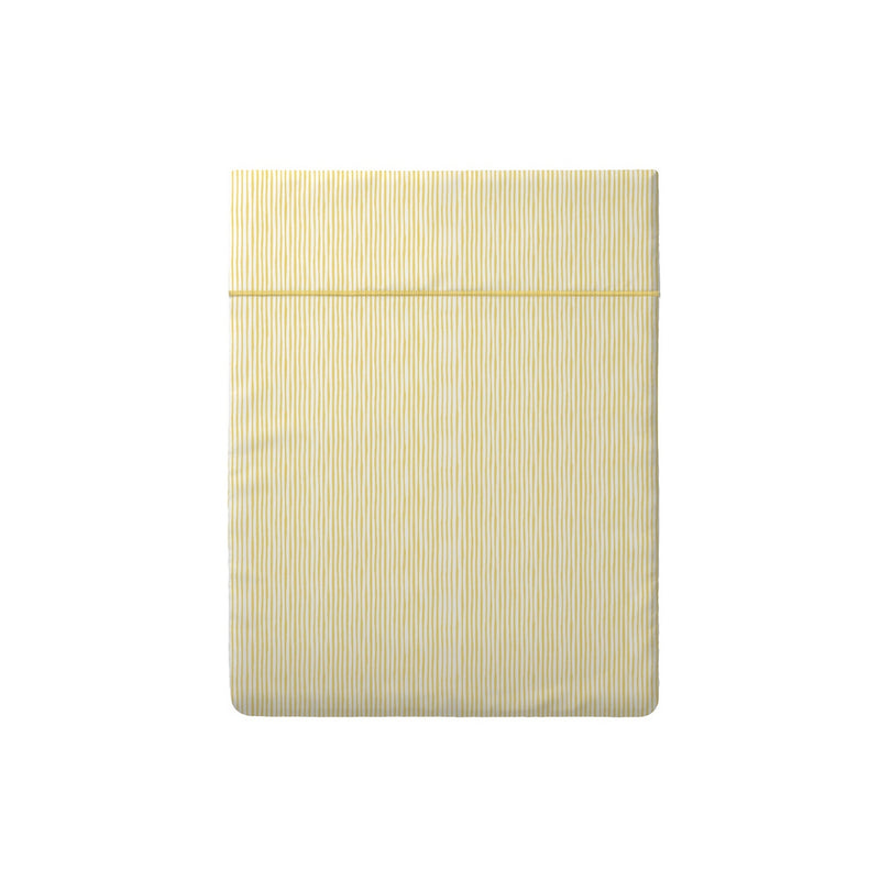 Douceur Florale - Drap Plat Satin De Coton Rayures Peintes Jaune