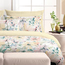 Douceur Florale - Drap Plat Satin De Coton Rayures Peintes Jaune