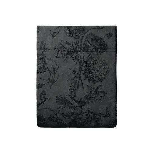 Flore - Drap Plat Satin De Coton Flore Noir / Gris