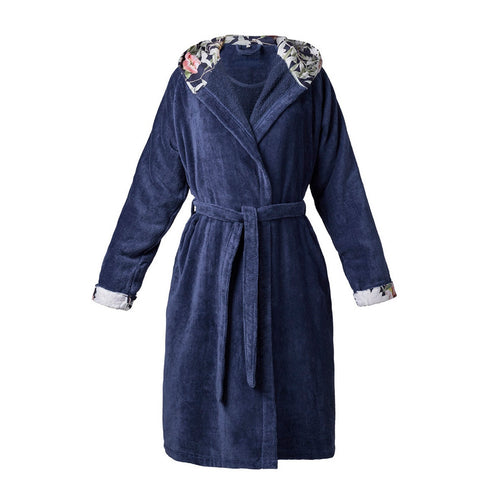 Bouquet De Nuit - Peignoir Avec Capuche - Coton Ulta Absorbant - Bleu Foncé