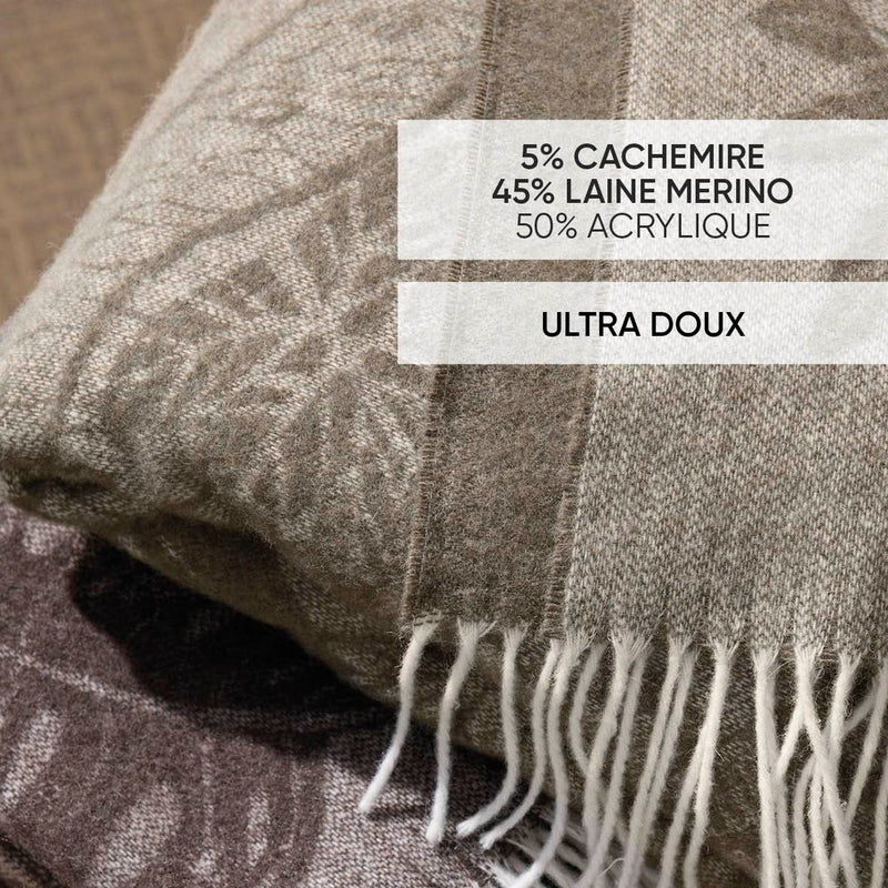 Toucania - Plaid Tissé En Cachemire Toucania Taupe