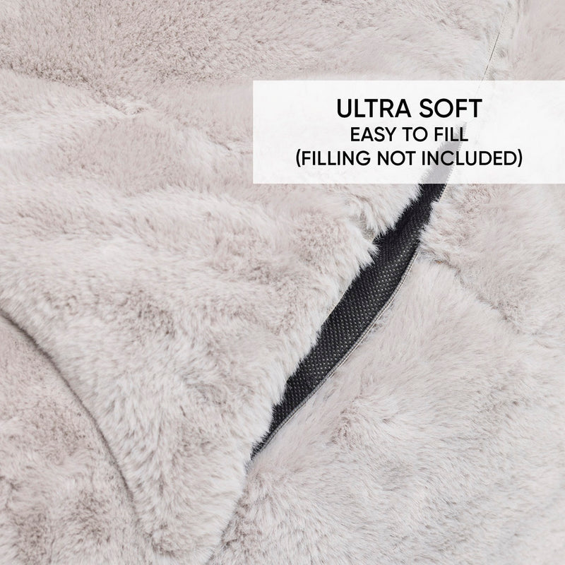 Housse De Pouf Imitation Fourrure Gris