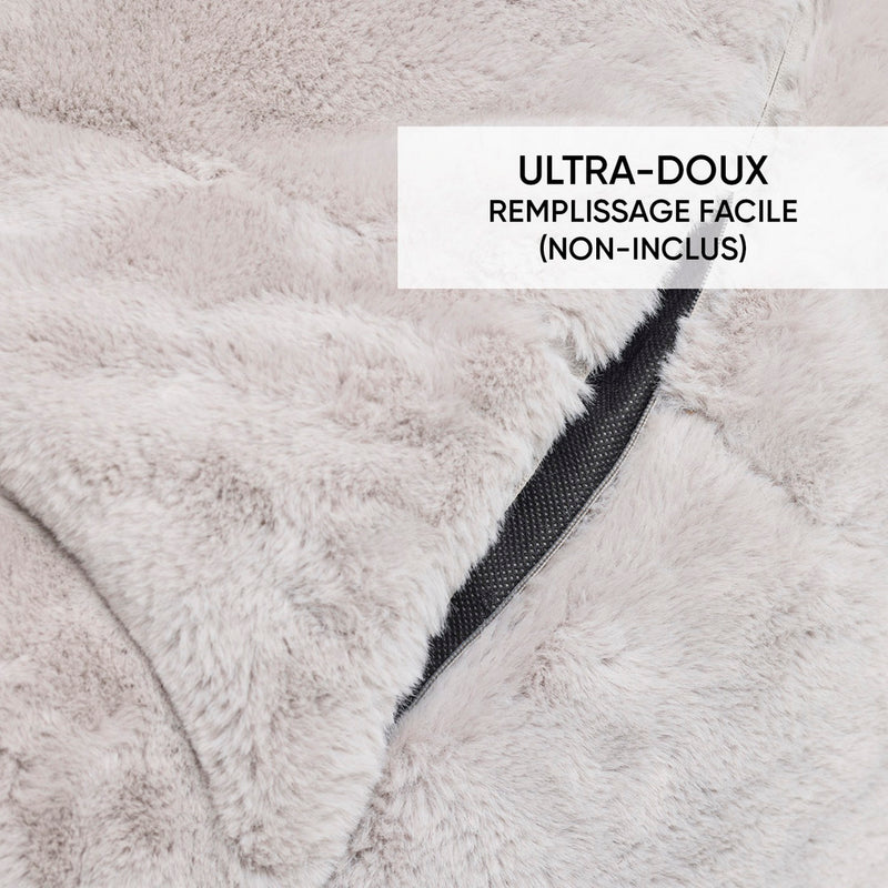 Housse De Pouf Imitation Fourrure Gris