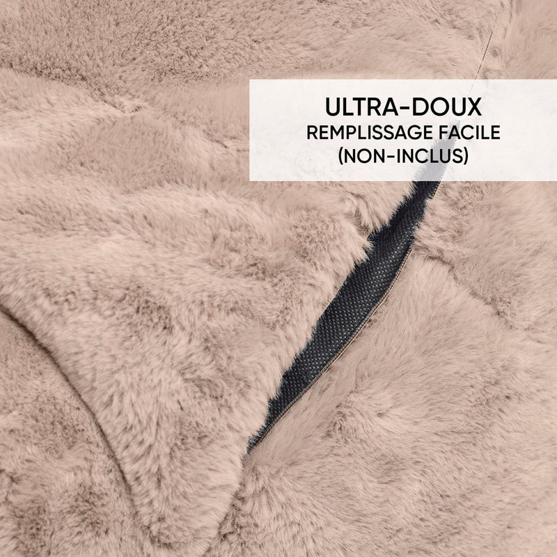 Housse De Pouf Imitation Fourrure Beige
