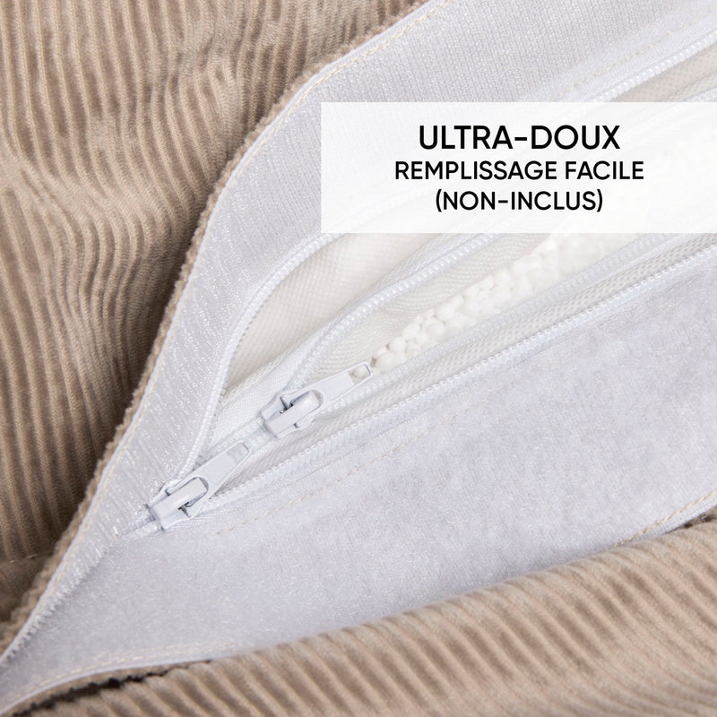 Housse De Pouf Velours Côtelé Taupe