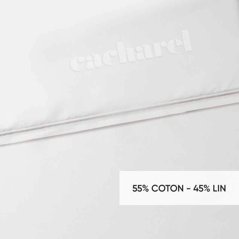 Roses - Drap Plat Lin / Coton Uni Blanc