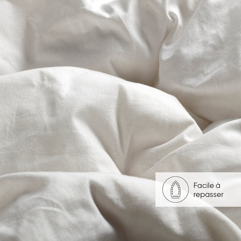 Roses - Drap Plat Lin / Coton Uni Blanc
