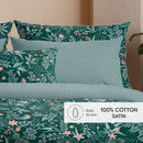 Arche Florale - Drap Plat Satin De Coton Arche Florale Vert