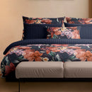 Douceur Caramel - Set De 2 Taies D'Oreiller Satin De Coton Douceur Caramel Bleu Foncé