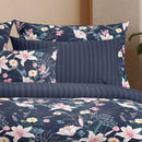 Fleur De Minuit - Set De 2 Taies D'Oreiller Satin De Coton Fleur De Minuit Bleu Foncé