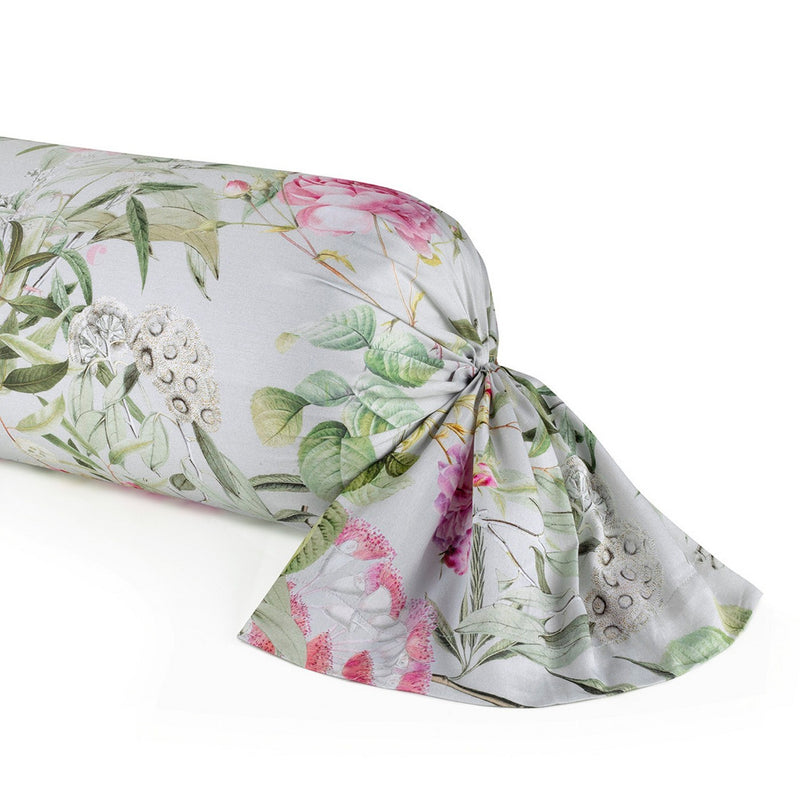 Jardin De Roses - Taie De Traversin Satin De Coton Jardin De Roses Vert Thym