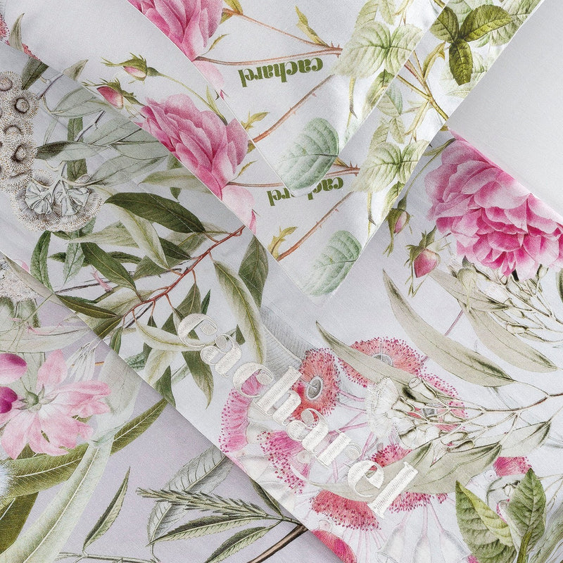 Jardin De Roses - Taie De Traversin Satin De Coton Jardin De Roses Vert Thym