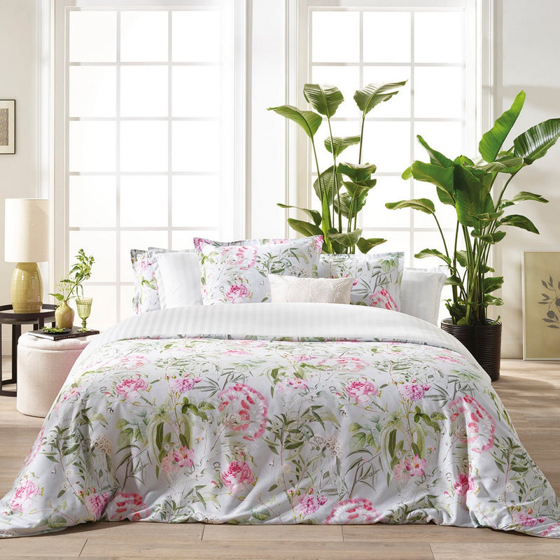 Jardin De Roses - Taie De Traversin Satin De Coton Jardin De Roses Vert Thym