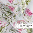 Jardin De Roses - Drap Plat Satin De Coton Jardin De Roses Vert Thym