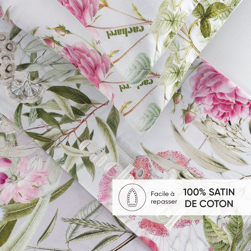 Jardin De Roses - Drap Plat Satin De Coton Jardin De Roses Vert Thym