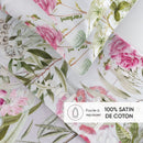 Jardin De Roses - Drap Plat Satin De Coton Jardin De Roses Vert Thym