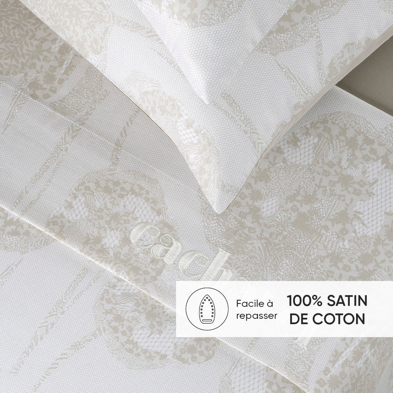Lace - Drap Plat Satin De Coton Lace Taupe