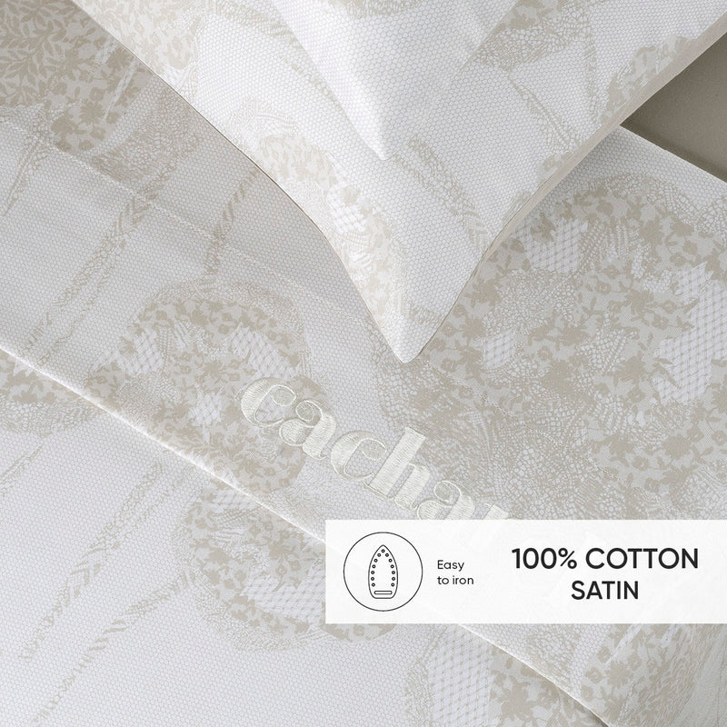 Lace - Ensemble De Draps Satin De Coton Lace Taupe