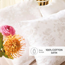 Roses - Taie De Traversin Satin De Coton - Roses Blanc / Taupe