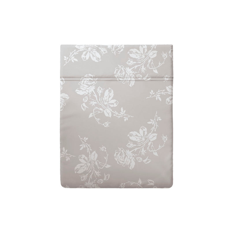 Roses - Drap Plat Satin De Coton - Roses Taupe