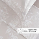 Roses - Drap Plat Satin De Coton - Roses Taupe