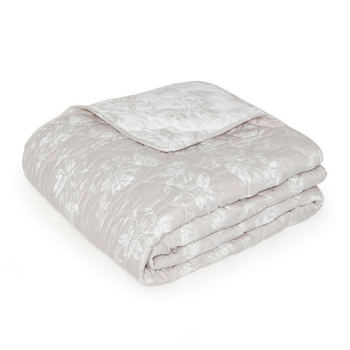 Roses - Couvre-Lit Satin De Coton - Roses Taupe