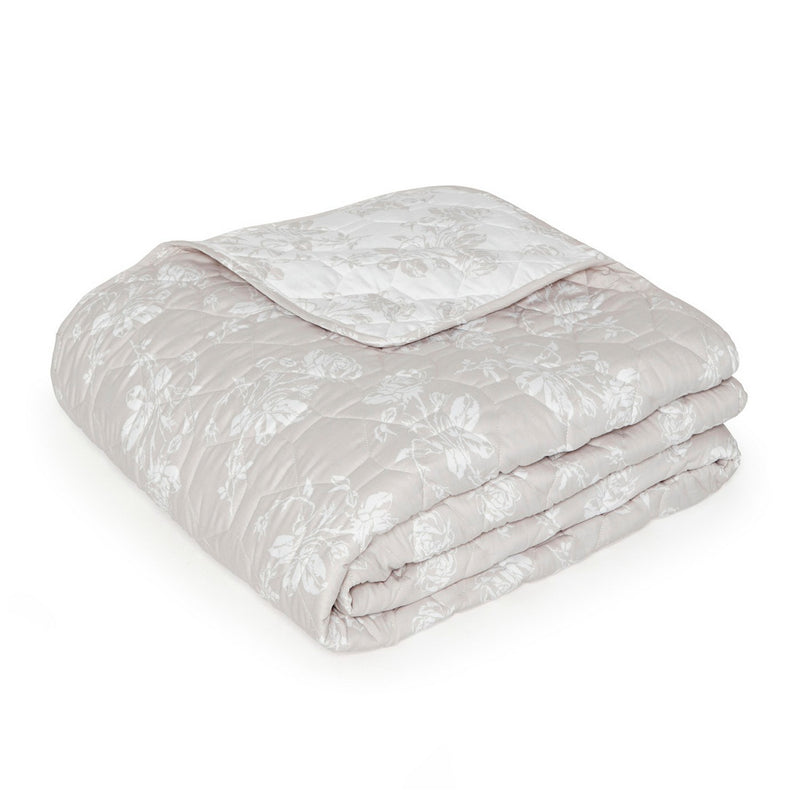 Roses - Couvre-Lit Satin De Coton - Roses Taupe