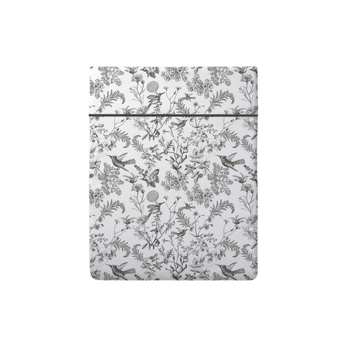 Jardin Du Colibri - Drap Plat Satin De Coton - Jardin Du Colibri Noir Gris