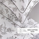 Jardin Du Colibri - Drap Plat Satin De Coton - Jardin Du Colibri Noir Gris
