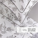 Jardin Du Colibri - Drap Plat Satin De Coton - Jardin Du Colibri Noir Gris