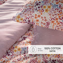 Fleurs Des Champs - Drap Plat Satin De Coton - Fleurs Des Champs Bordeaux