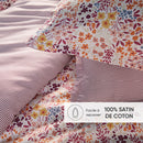 Fleurs Des Champs - Drap Plat Satin De Coton - Fleurs Des Champs Bordeaux