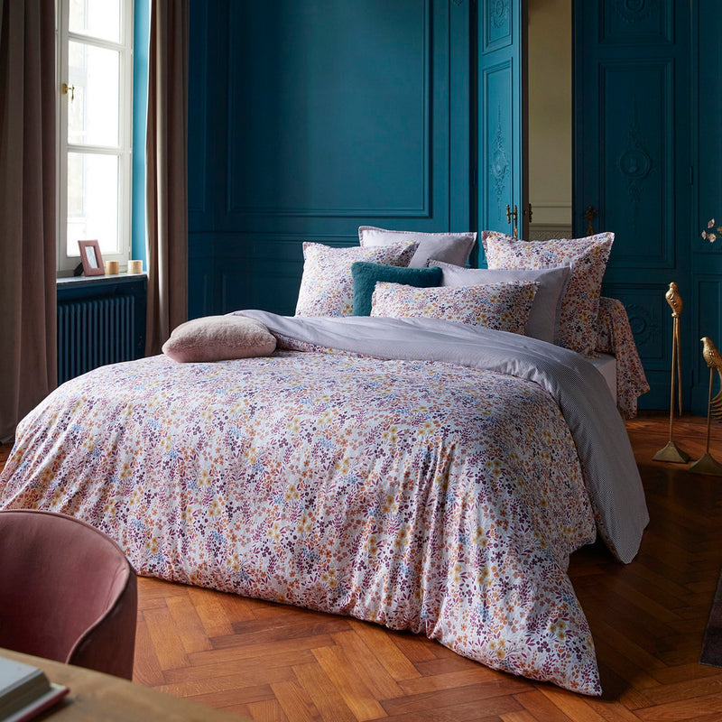 Fleurs Des Champs - Drap Plat Satin De Coton - Fleurs Des Champs Bordeaux