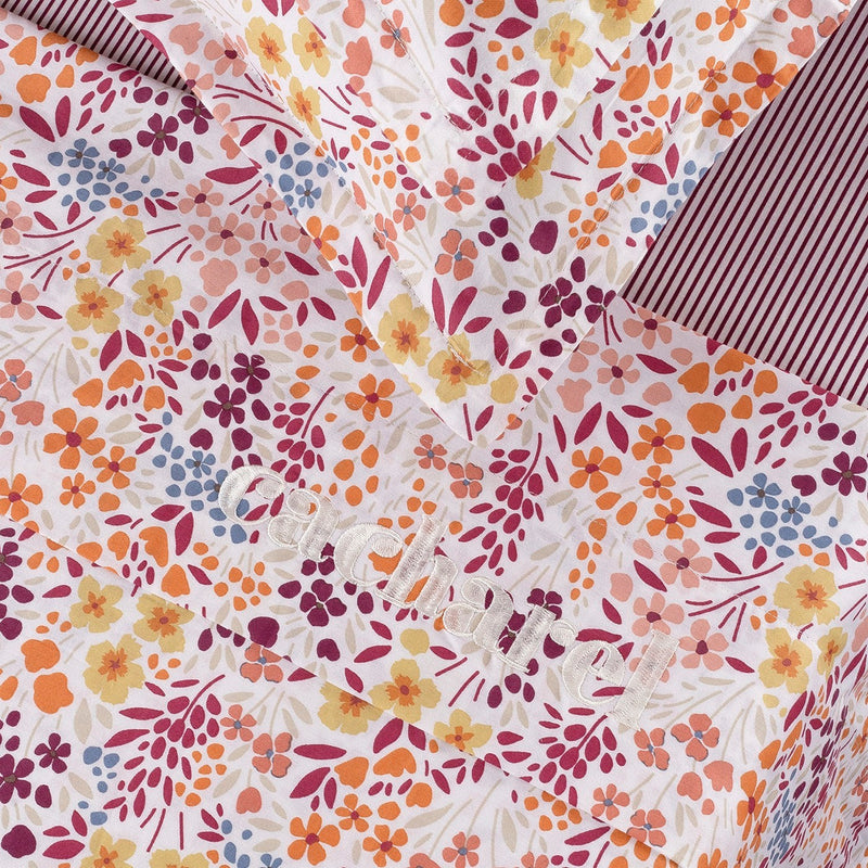 Fleurs Des Champs - Ensemble De Draps Satin De Coton - Fleurs Des Champs Bordeaux