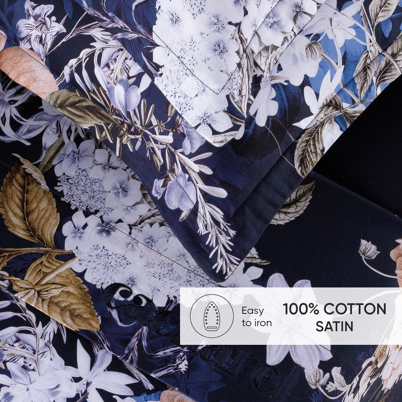 Bouquet D'Hortensias - Taie D'Oreiller Satin De Coton - Bouquet D'Hortensias Bleu