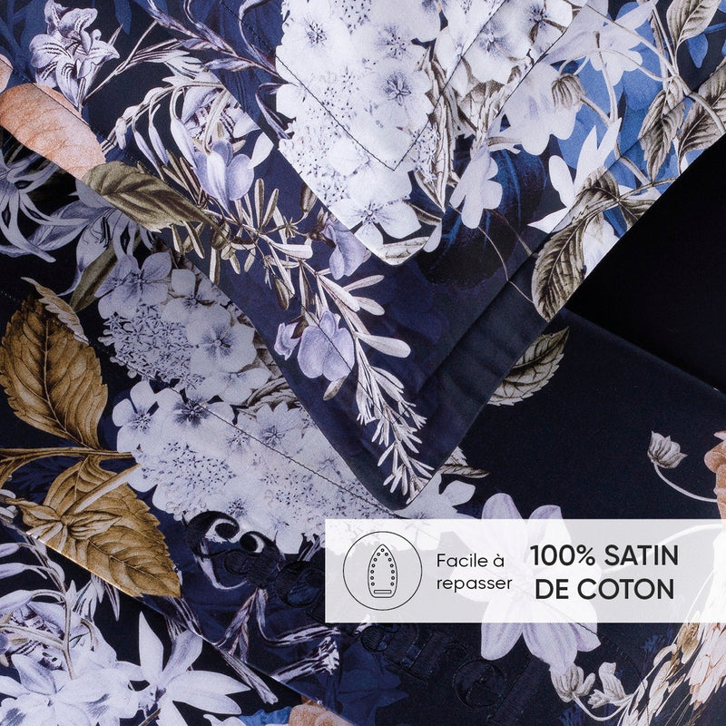 Bouquet D'Hortensias - Taie D'Oreiller Satin De Coton - Bouquet D'Hortensias Bleu