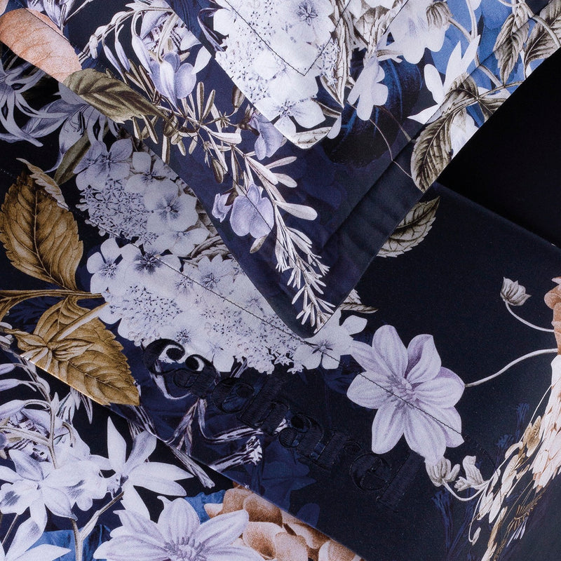 Bouquet D'Hortensias - Ensemble De Draps Satin De Coton - Bouquet D'Hortensias Bleu