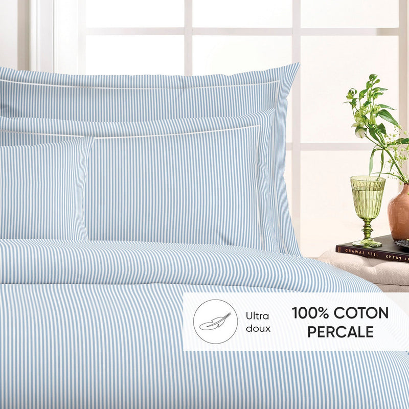 Saclay - Taie De Traversin Satin De Coton - Saclay Bleu Clair