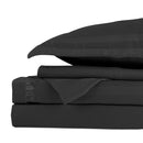 Dobby Stripe Woven - Drap Plat Satin De Coton Dobby Stripe - Dobby Stripe Woven Noir