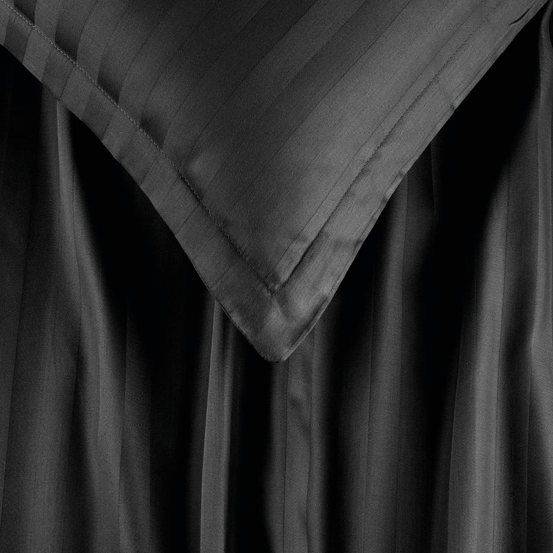 Dobby Stripe Woven - Drap Plat Satin De Coton Dobby Stripe - Dobby Stripe Woven Noir