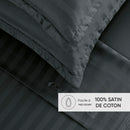 Dobby Stripe Woven - Drap Plat Satin De Coton Dobby Stripe - Dobby Stripe Woven Noir