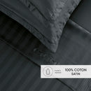 Dobby Stripe Woven - Ensemble De Draps Satin De Coton Rayure Tissé Dobby - Dobby Stripe Woven Noir