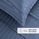 Jacquard - Drap Plat Satin De Coton Dobby Stripe - Dobby Stripe Woven Bleu
