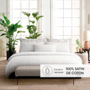 Caren - Taie D'Oreiller Satin De Coton - Caren Blanc / Taupe