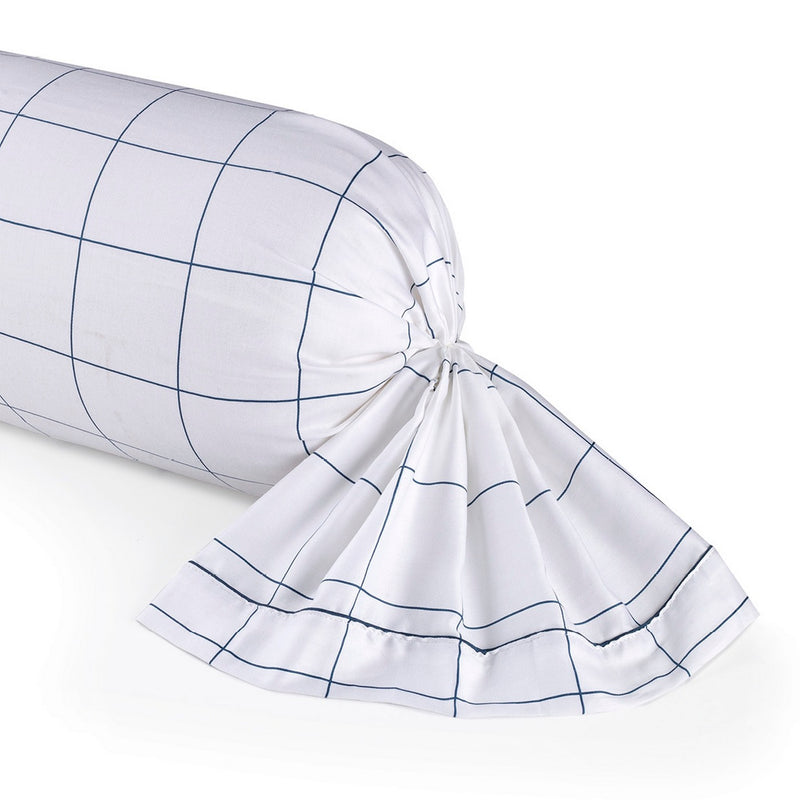 Caren - Taie De Traversin Satin De Coton - Caren Blanc / Bleu
