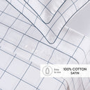 Caren - Taie De Traversin Satin De Coton - Caren Blanc / Bleu