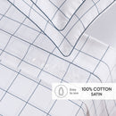 Caren - Taie De Traversin Satin De Coton - Caren Blanc / Bleu