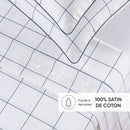 Caren - Taie De Traversin Satin De Coton - Caren Blanc / Bleu